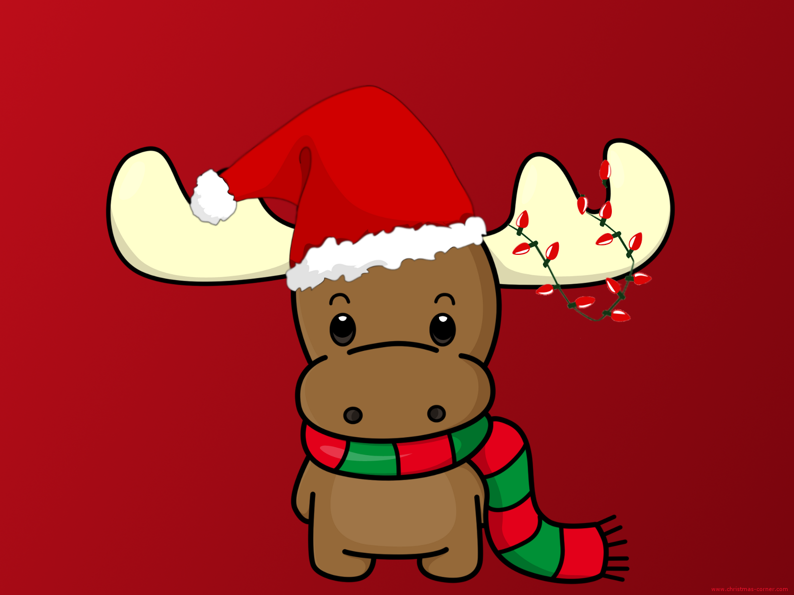 Happy Christmas Reindeer With Hat Wallpaper HD