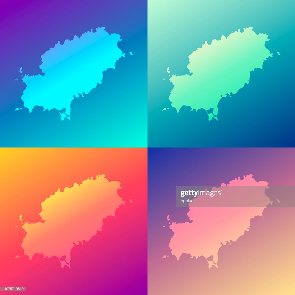 Ibiza Maps With Colorful Gradients Trendy Background Stock