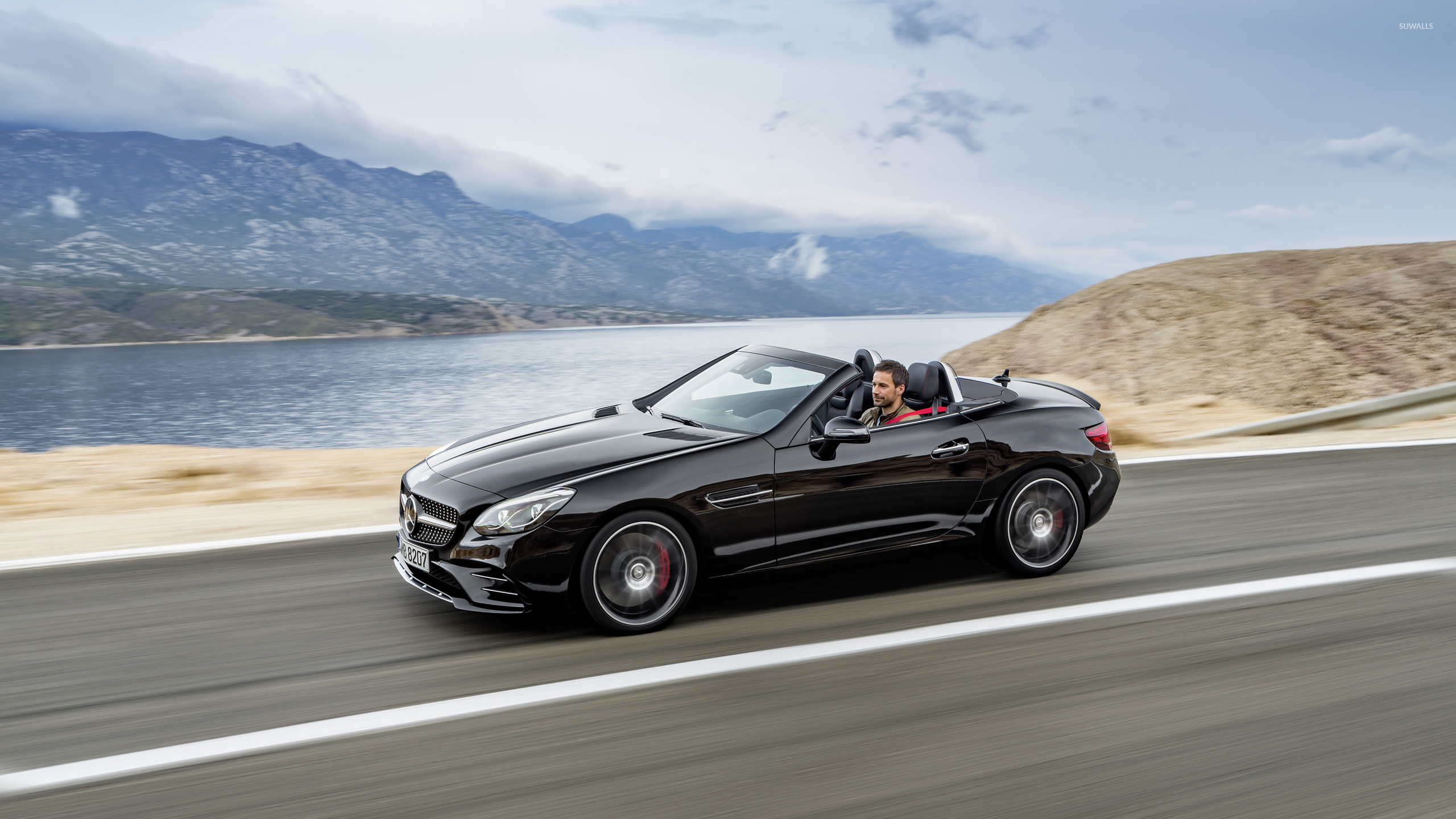 Mercedes Amg Slc Passing By The Lake Wallpaper