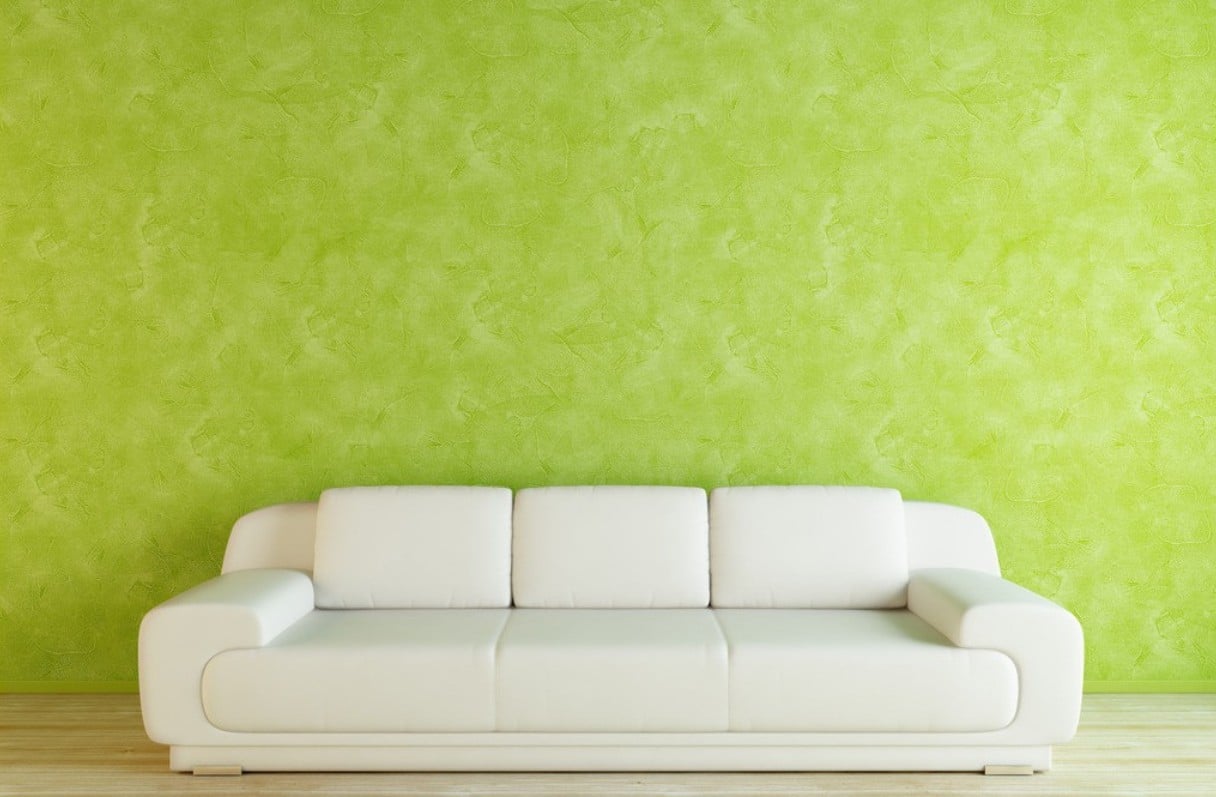 White sofa with green background wall 3D house 3D house 1216x797