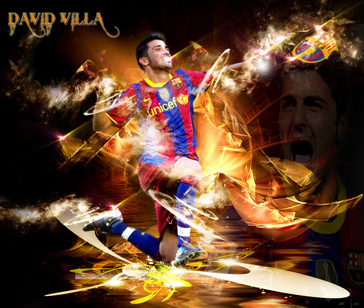 David Villa Fc Barcelona Wallpaper Fan Art