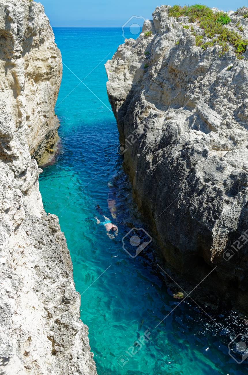 Steep Cliffs On Riaci Beach Near Tropea Italy Stock Photo