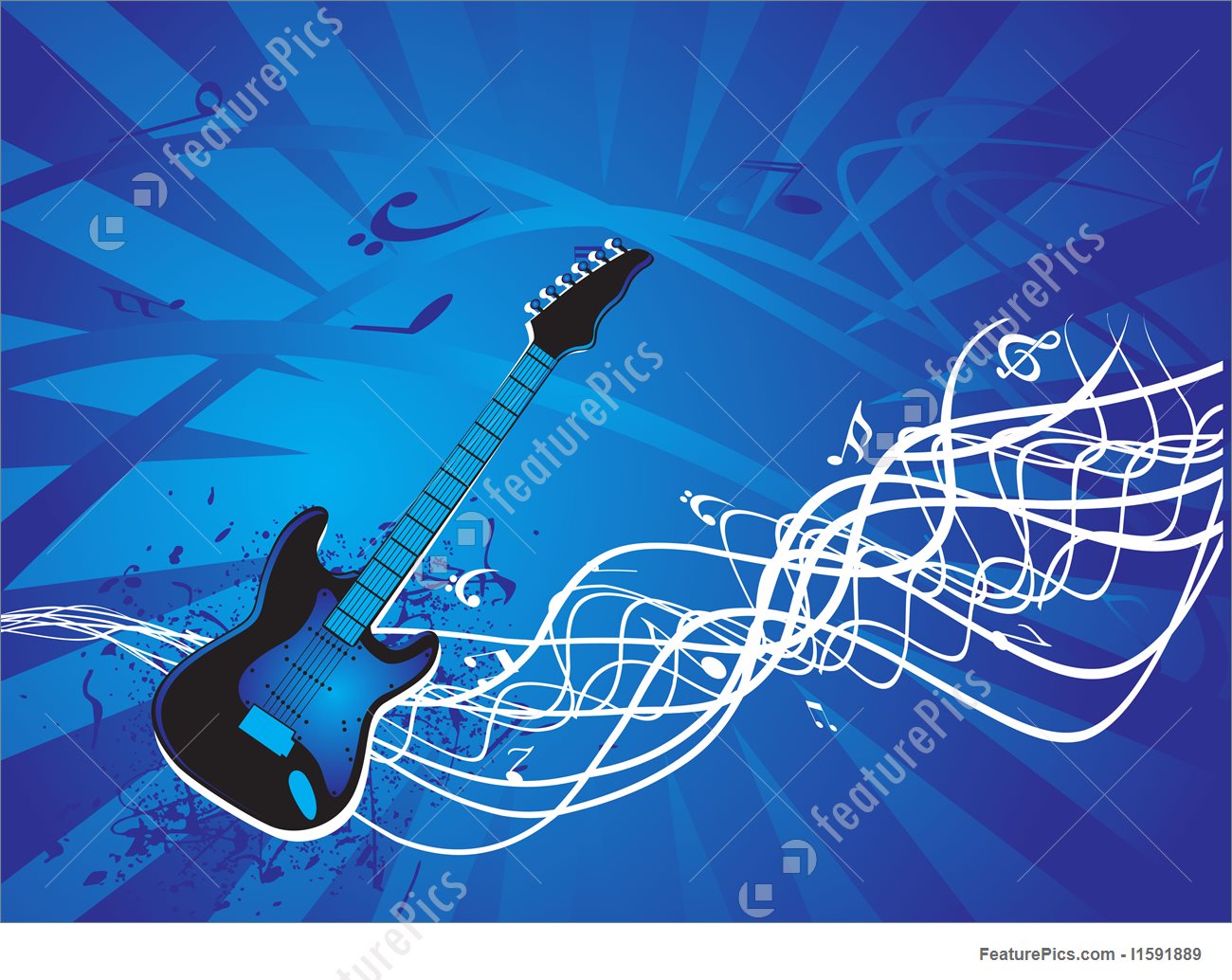 Musical Instruments Abstract Grunge Instrument On Blue