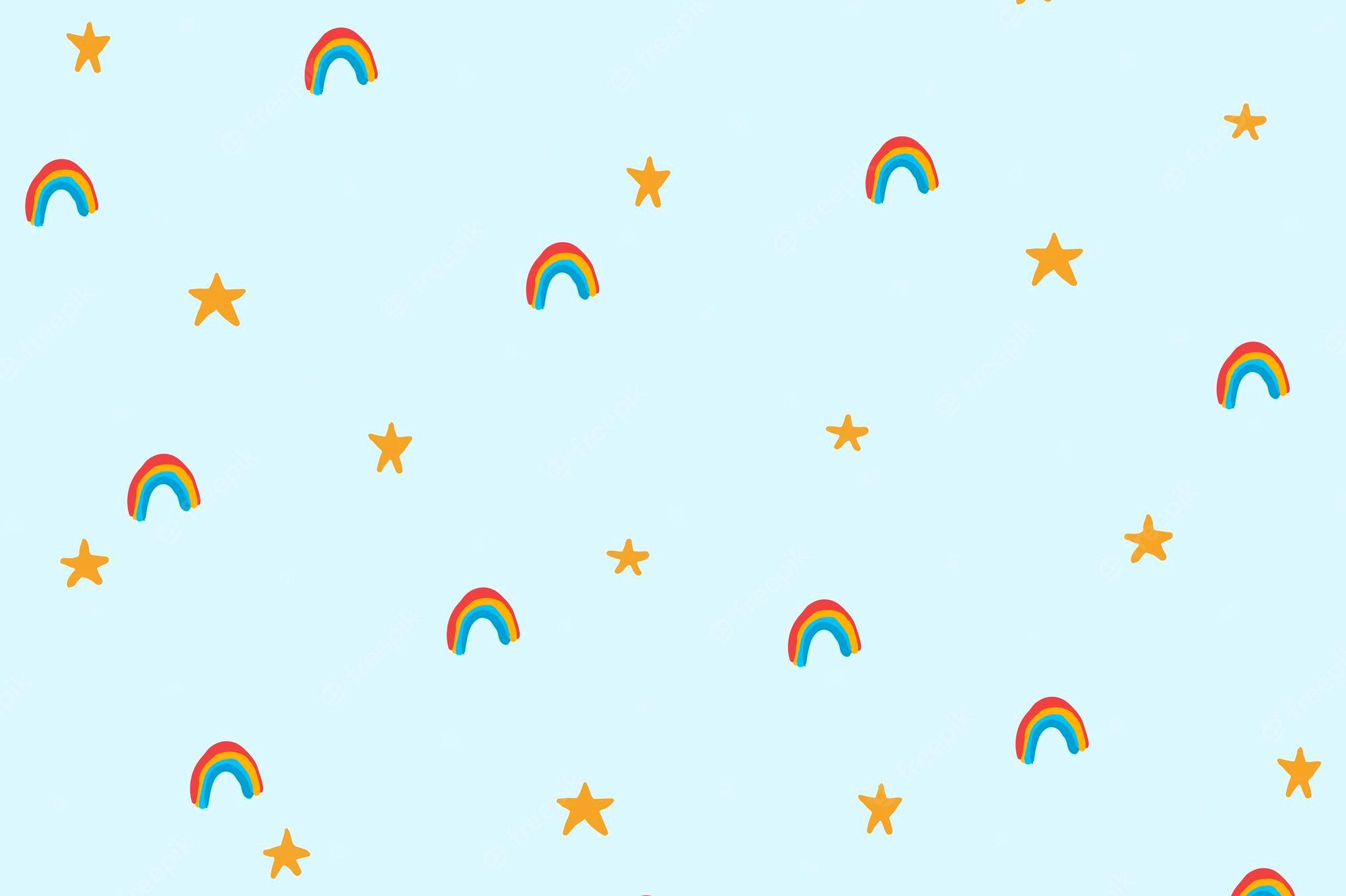 Rainbow background desktop wallpaper cute vector Free Download