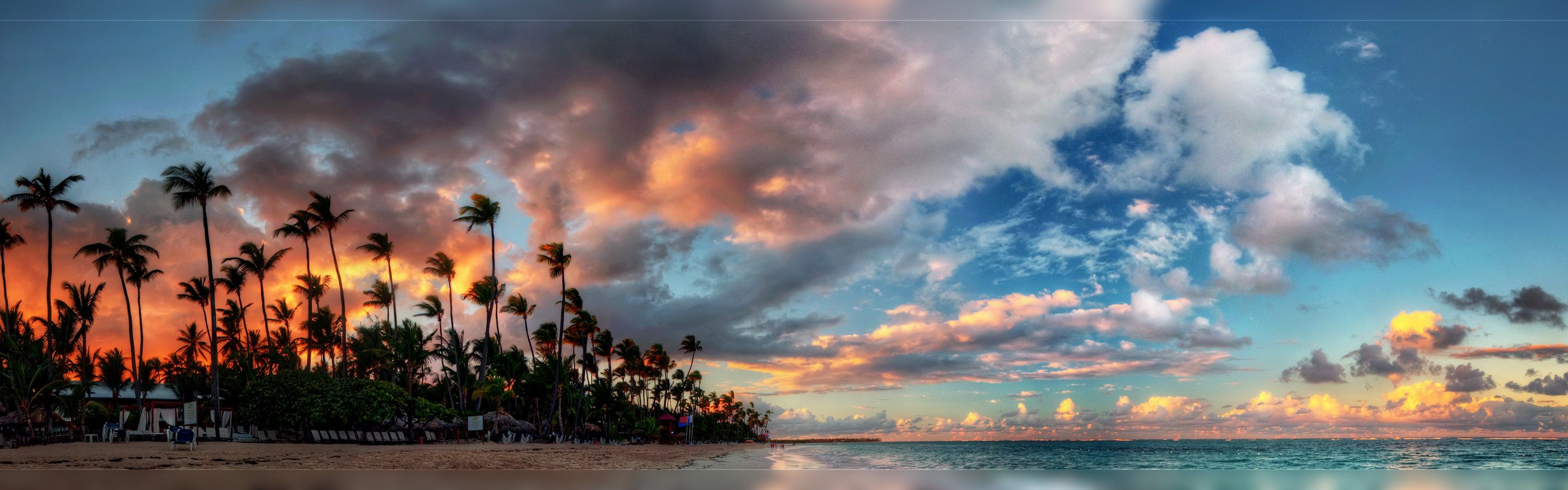 Clouds Monitor Sunset Beautiful Awesome Palms Sky Tropics Dual