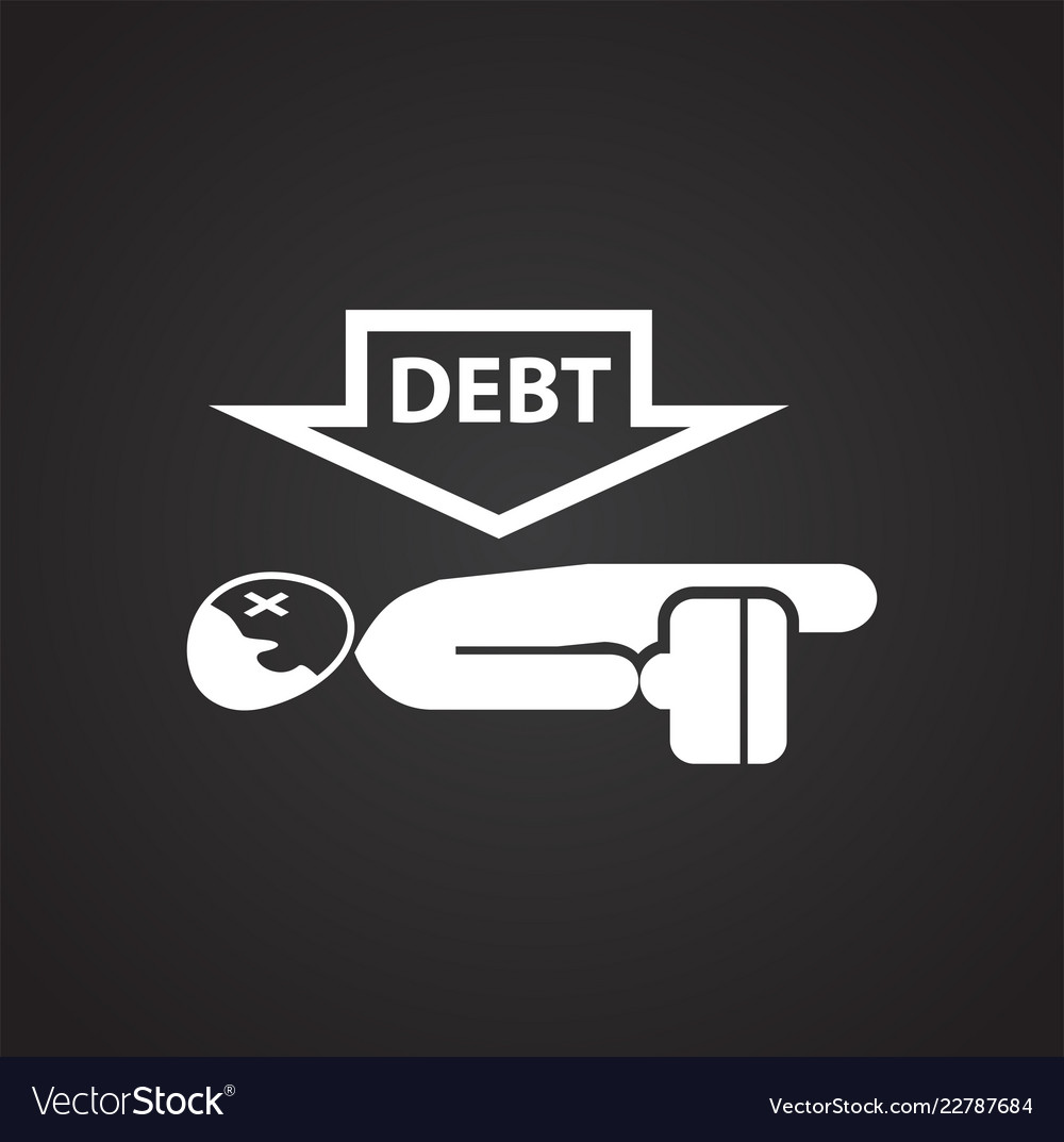Businessman With Debt On Black Background Vector Image