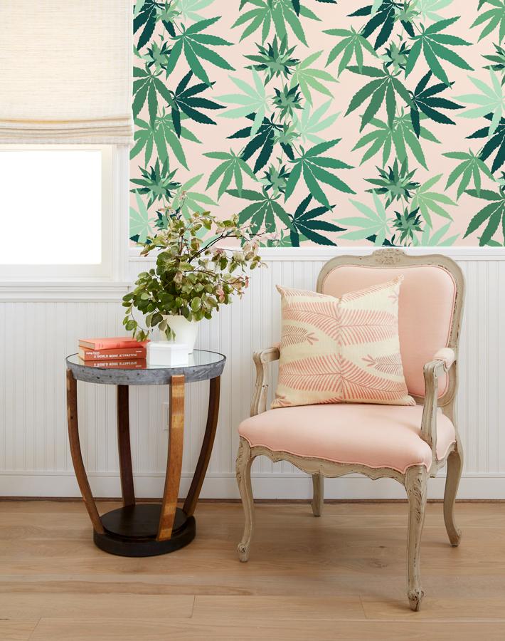 Cannabis Wallpaper Peach Wallshoppe