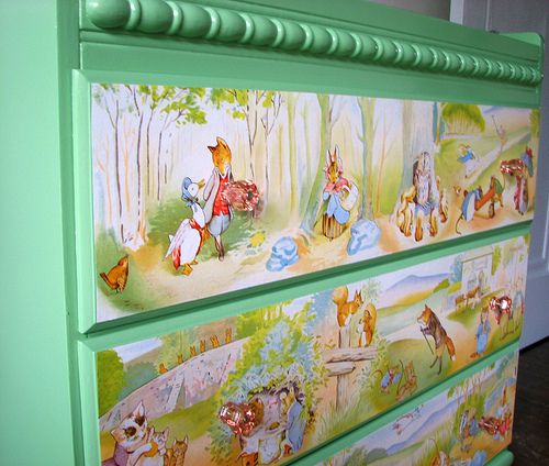 Beatrix Potter Changing Table Re Do With Wallpaper Border
