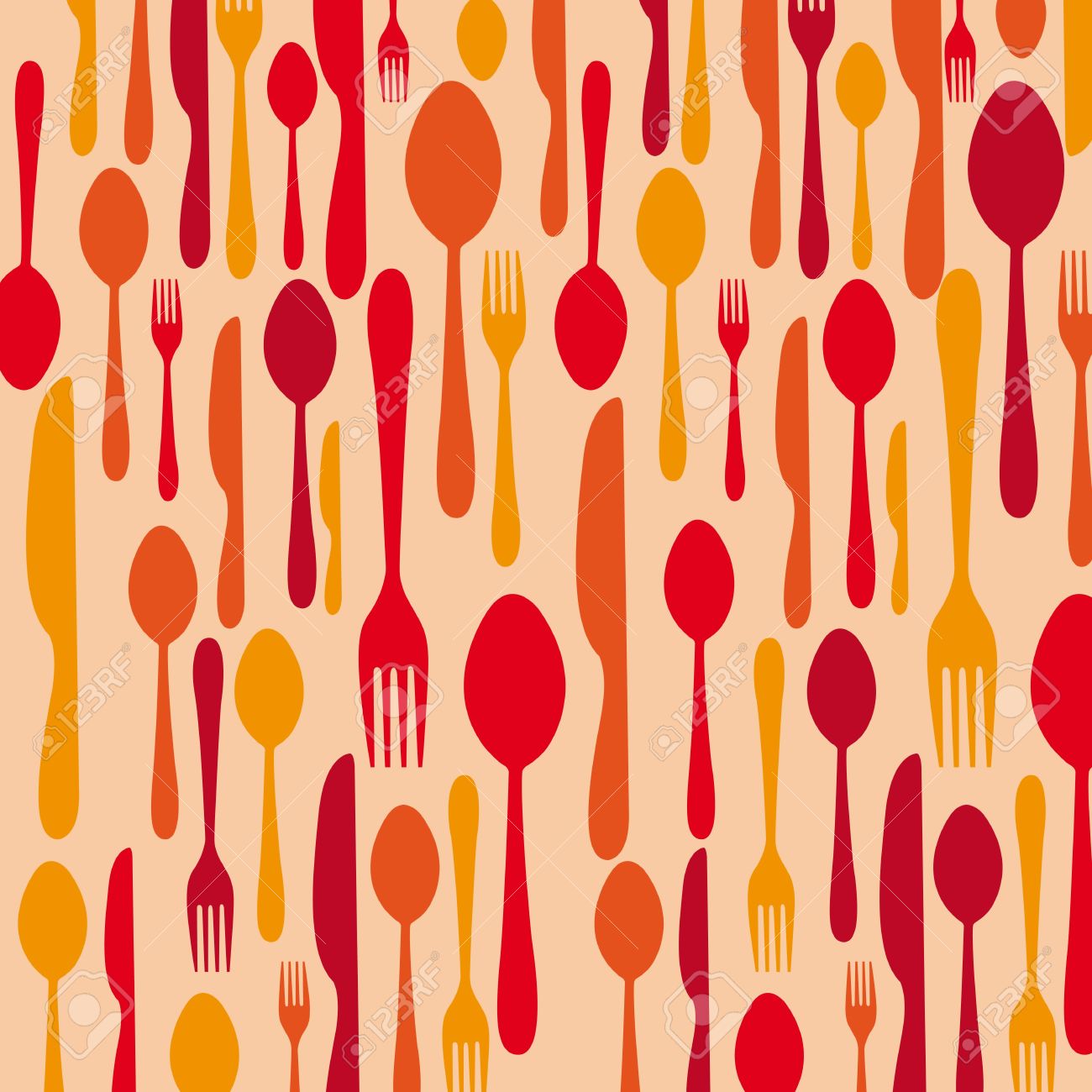 Cutlery Over Orange Background Vector Illustration Royalty