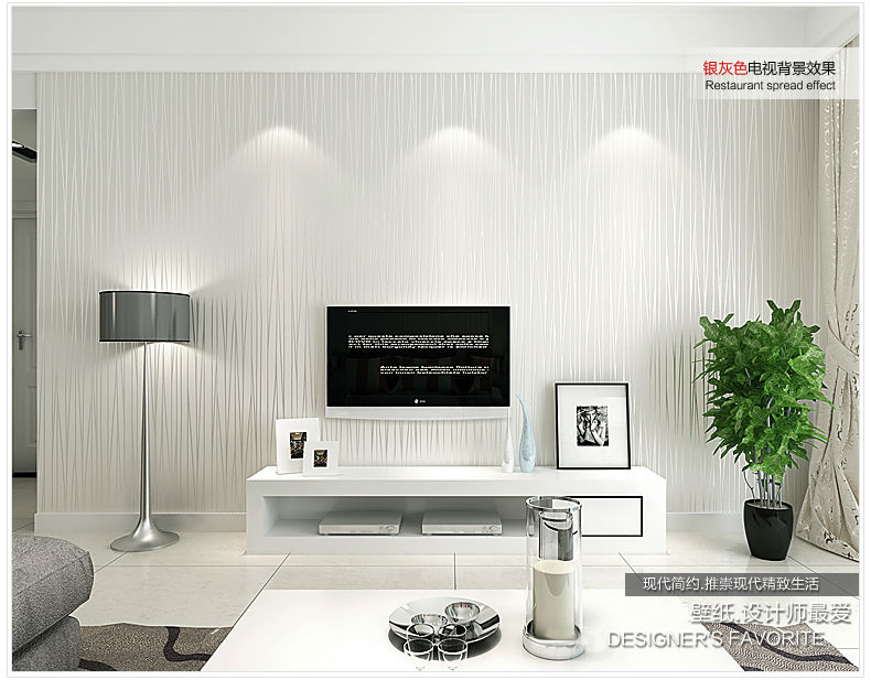 Simple Style Silver Grey Strips Striped Lines Flocking Wallpaper