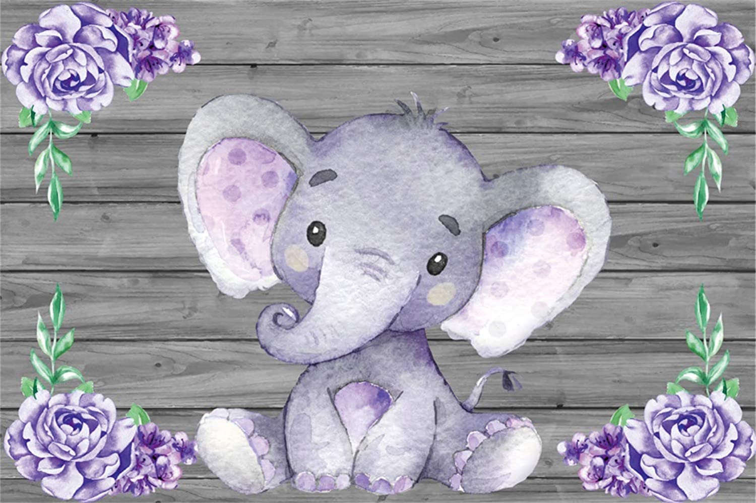 Amazoncom Laeacco Cute Purple Elephant Backdrops 7x5ft