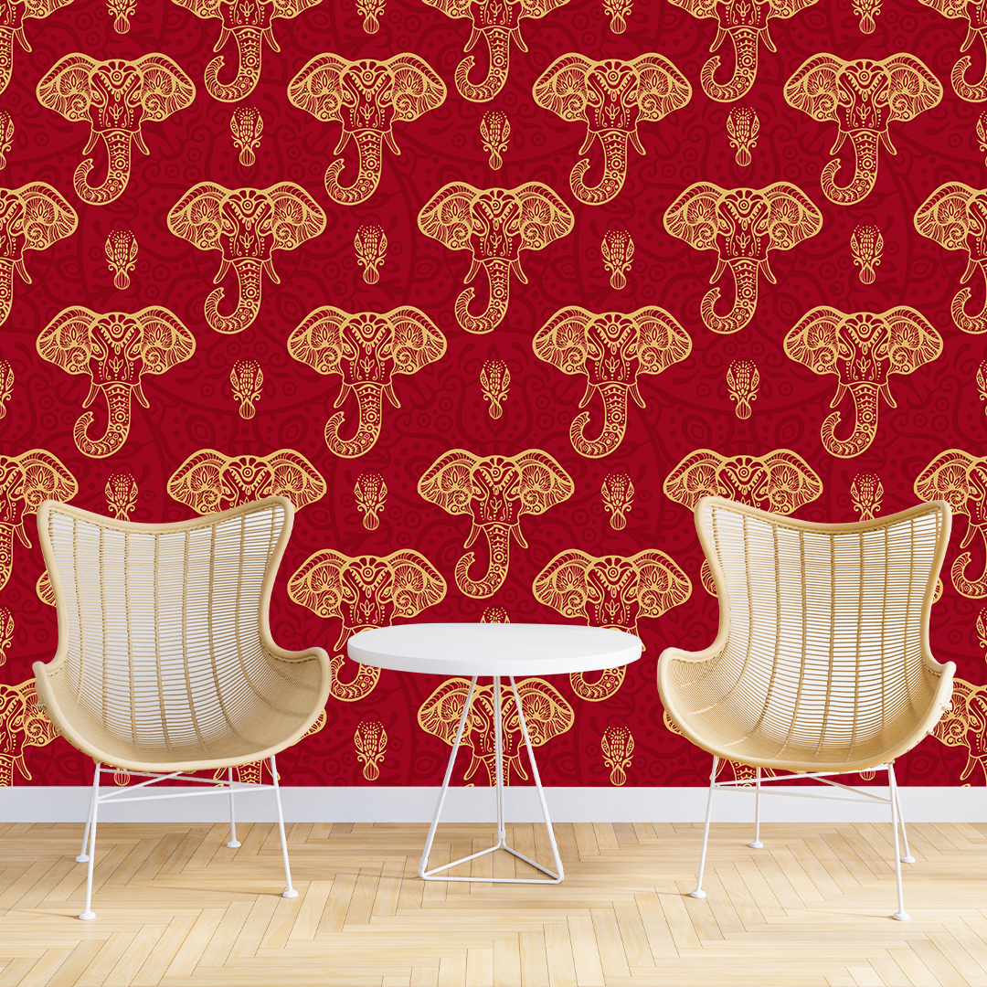 Traditional Wallpaper Dds471 Red And Wine Decor