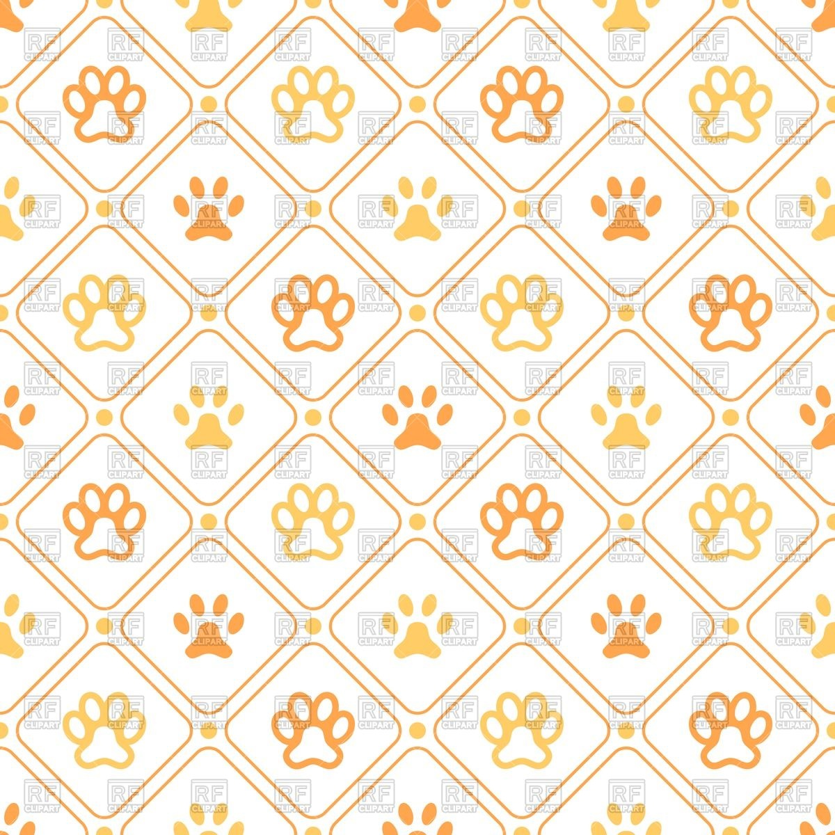 Paw Print Seamless Pattern Royalty Vector Clipart Eps
