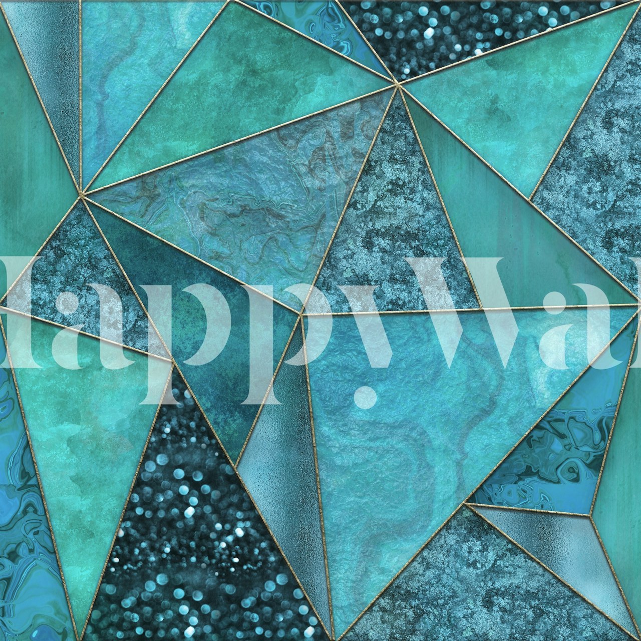 Shop Luxury Teal Marble Triangles Wallpaper