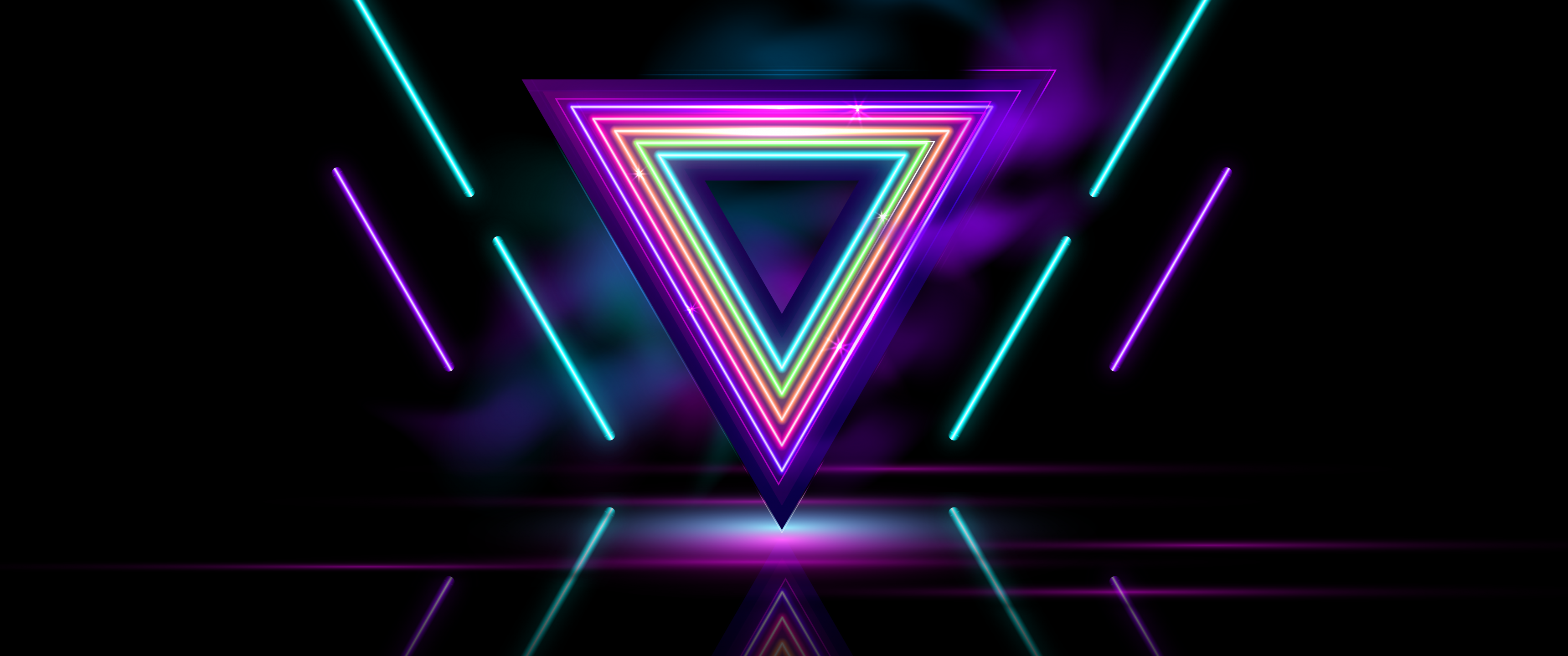 Triangles Wallpaper 4k Neon Colors Glow