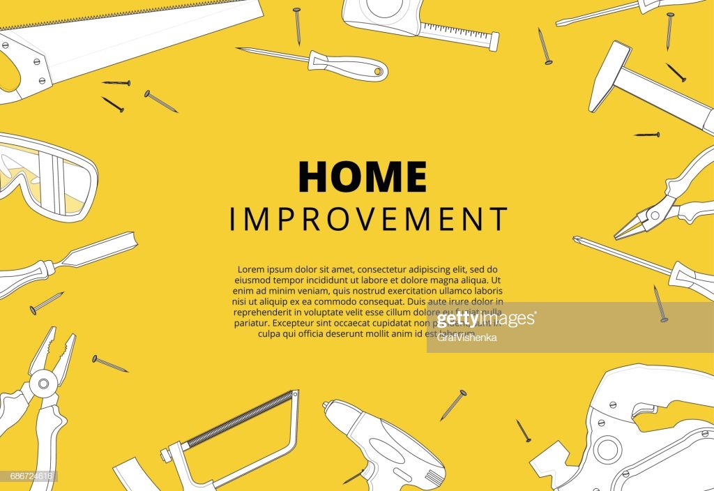 Home Improvement Background With Repair Tools House Constructio