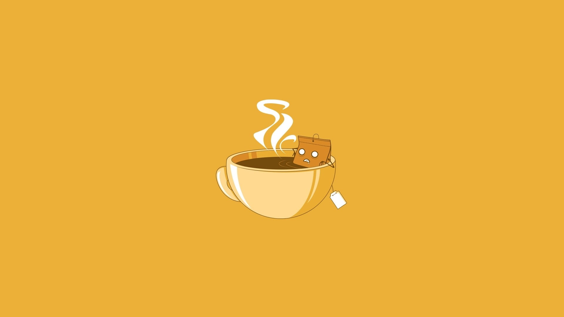 Tea Bag In Teacup Illustration HD Wallpaper