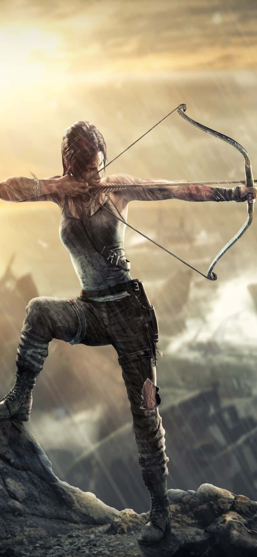 iPhone X Rise Of The Tomb Raider Bow And Arrow Background Wallpaper