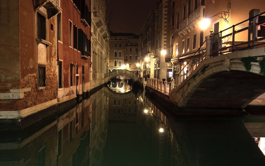 Night Venice Italy Canal Wallpaper