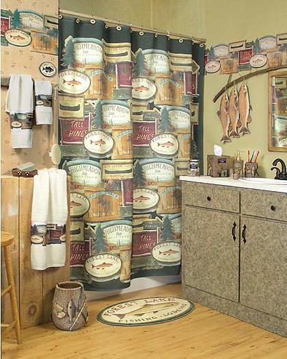 48 Fish Design Bathroom Wallpaper On, Fishing Theme Shower Curtains