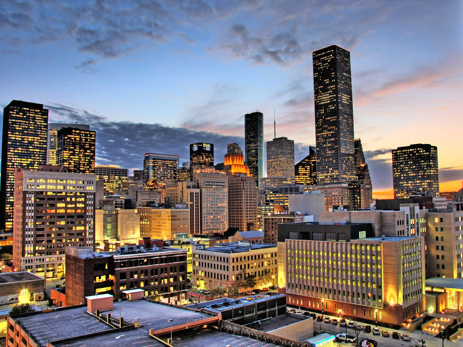 Downtown Houston At Nigh City Wallpaper