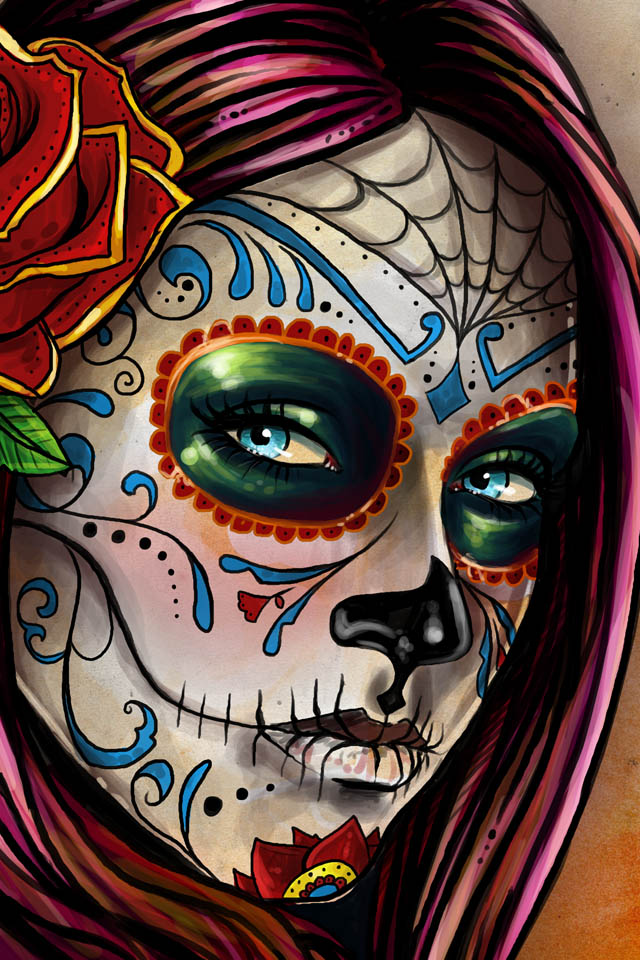 mexican skull girl iPhone Wallpapers designed by Leonardo