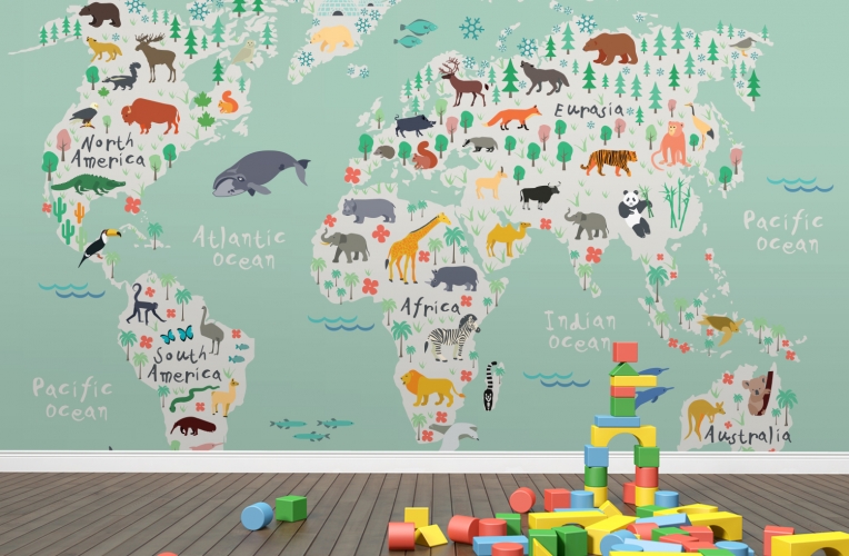 Safari Kids Map Mural Wallpaper Muralswallpaper Co Uk