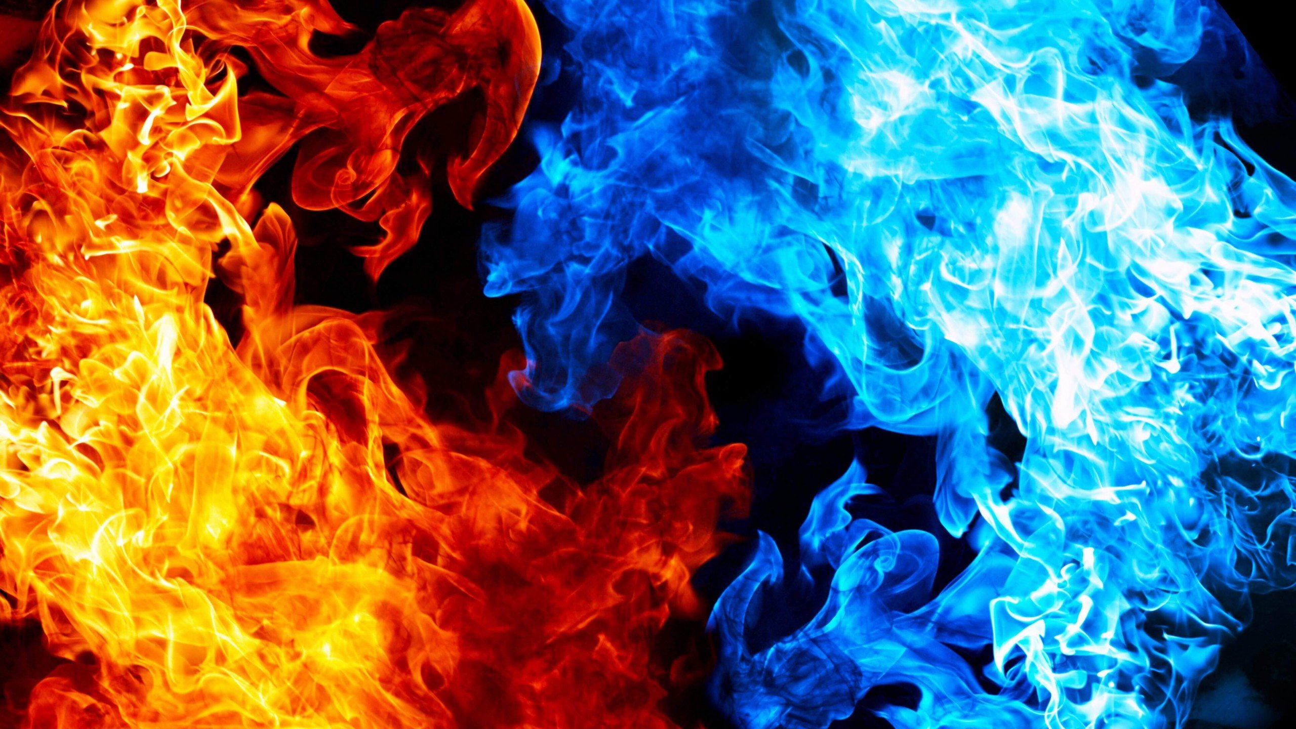 Blue And Red Fire Wallpaper For Desktop X