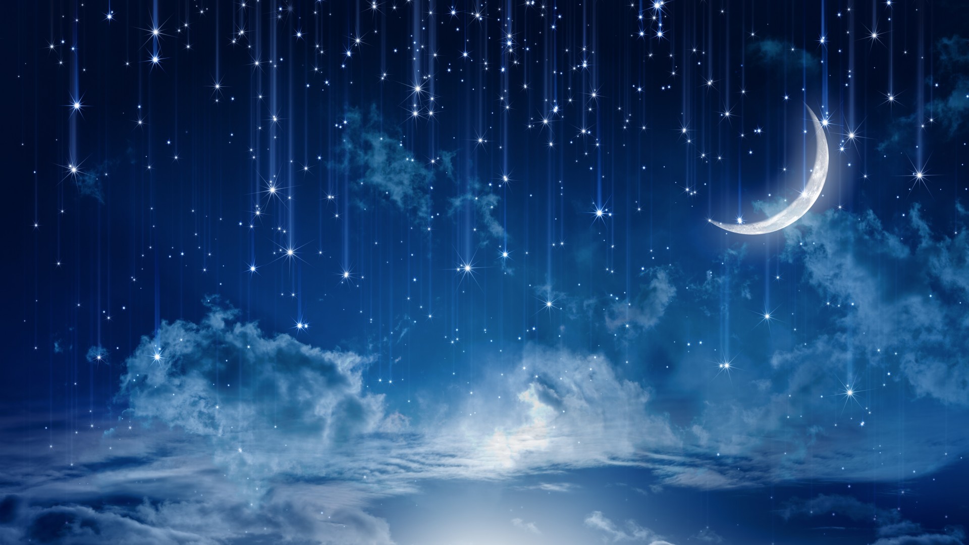 Wallpaper Night Moon Star Starfall Mystical Meteor Shower