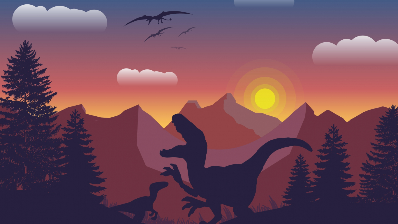 Dinosaur mountains digital art wallpaper background   KDE Store