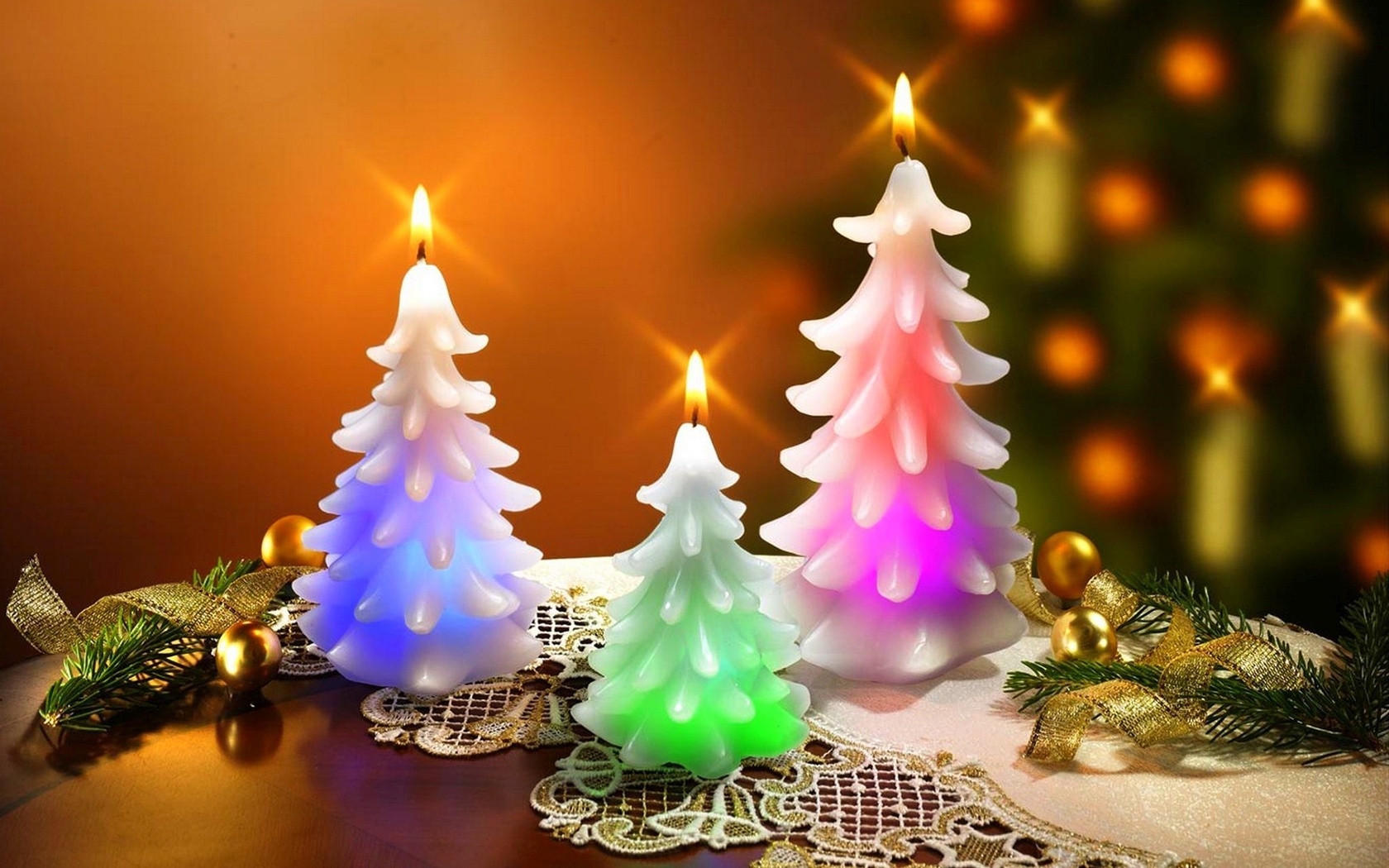 Christmas Tree Candles Wallpaper