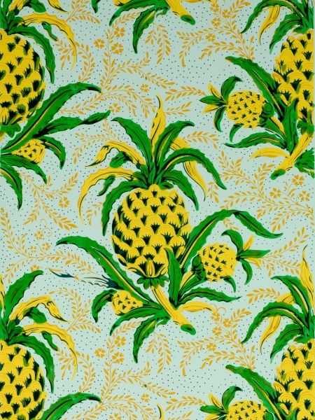 Kelly Green And Yellow Pineapples Pattern From Adelphi Wallpaper