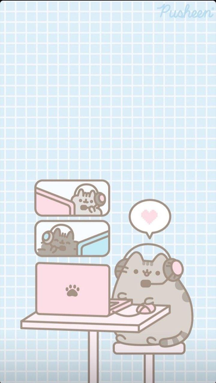 Pusheen Gaming Wallpaper Cute Cat Kawaii