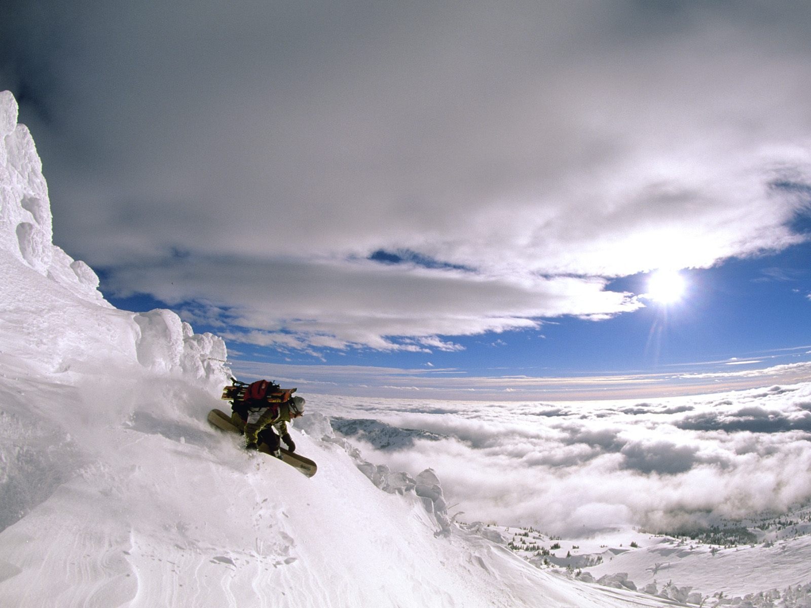 Snowboarding Powder Turns Desktop Wallpaper