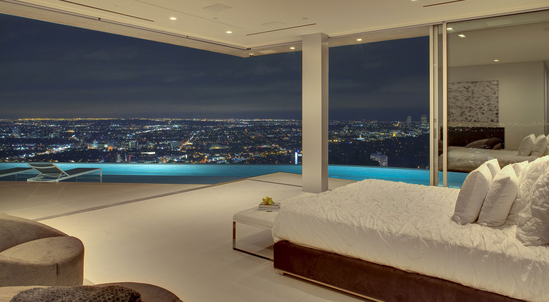 City From Apartment With Pool Wallpaper Id
