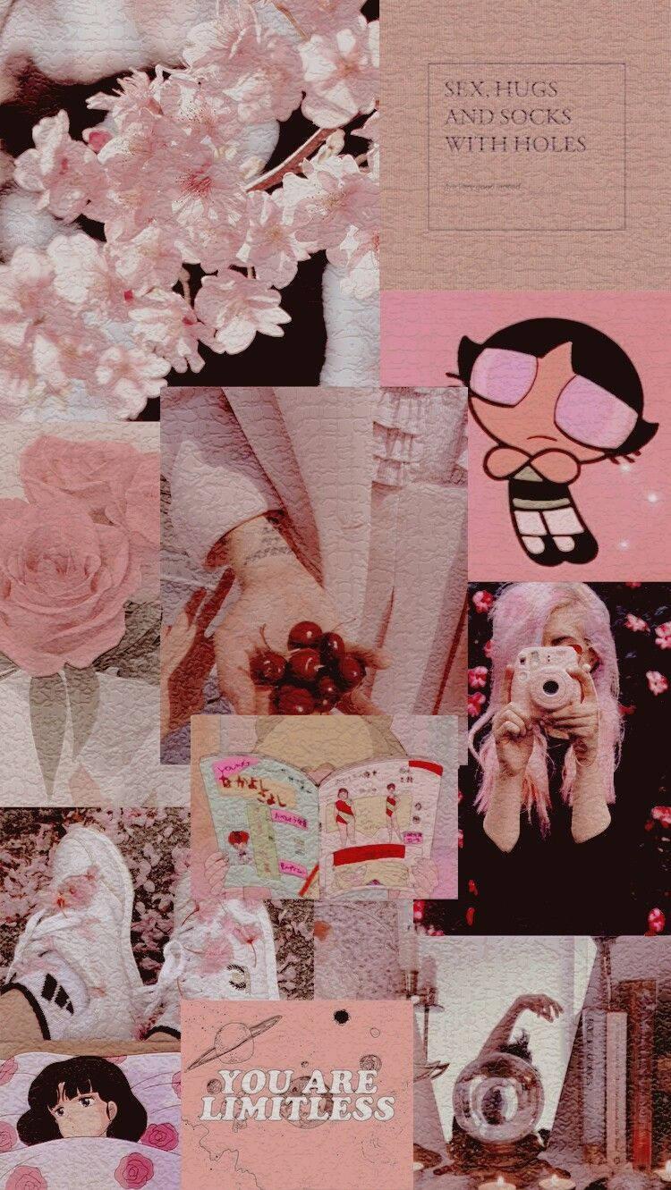 Pink E Girl Aesthetic Collage Wallpaper
