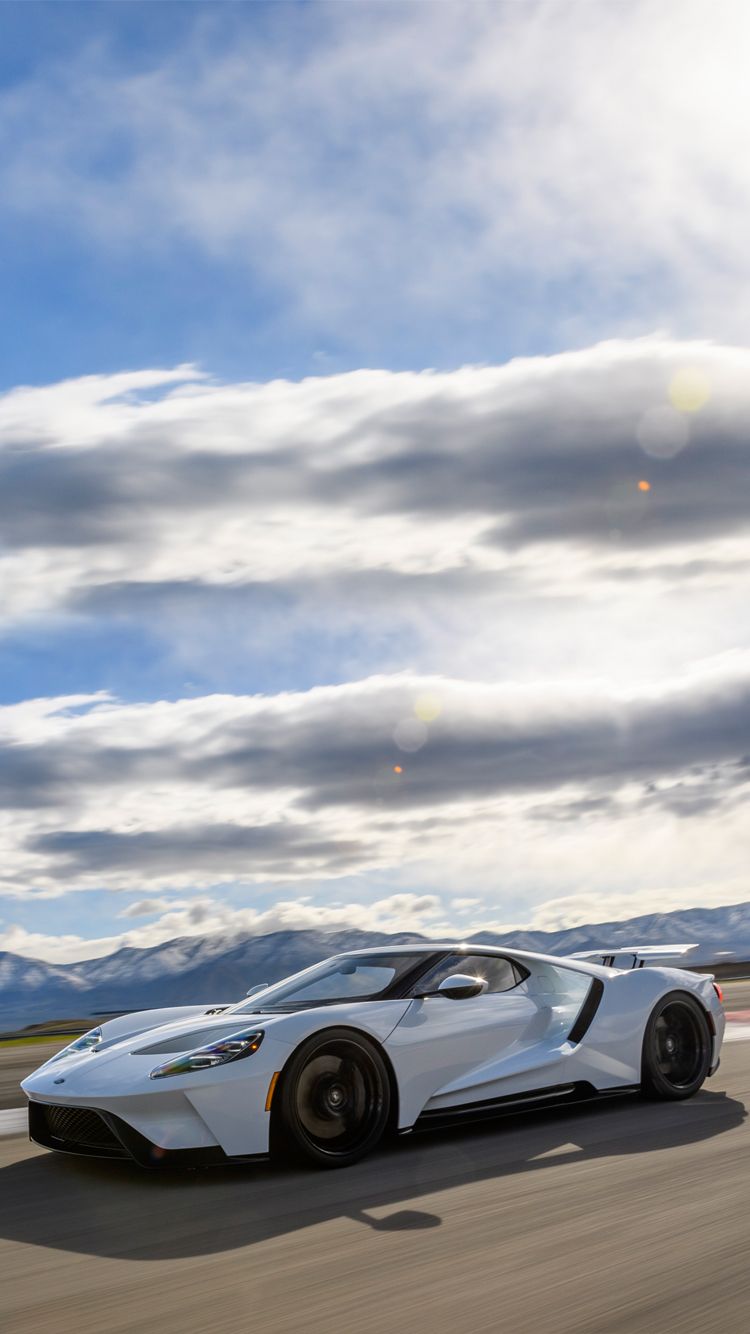 Universal Phone Wallpaper Background White Ford Gt Super Car
