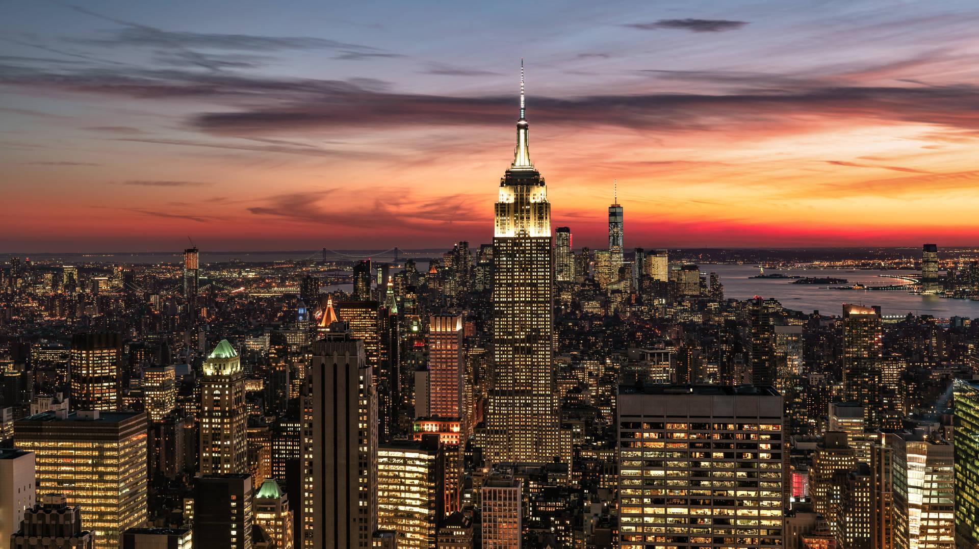 4k New York City Sunset Clouds Wallpaper