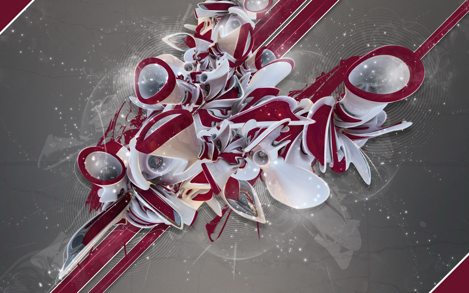 Red And White Graffiti Shapes Wallpaper