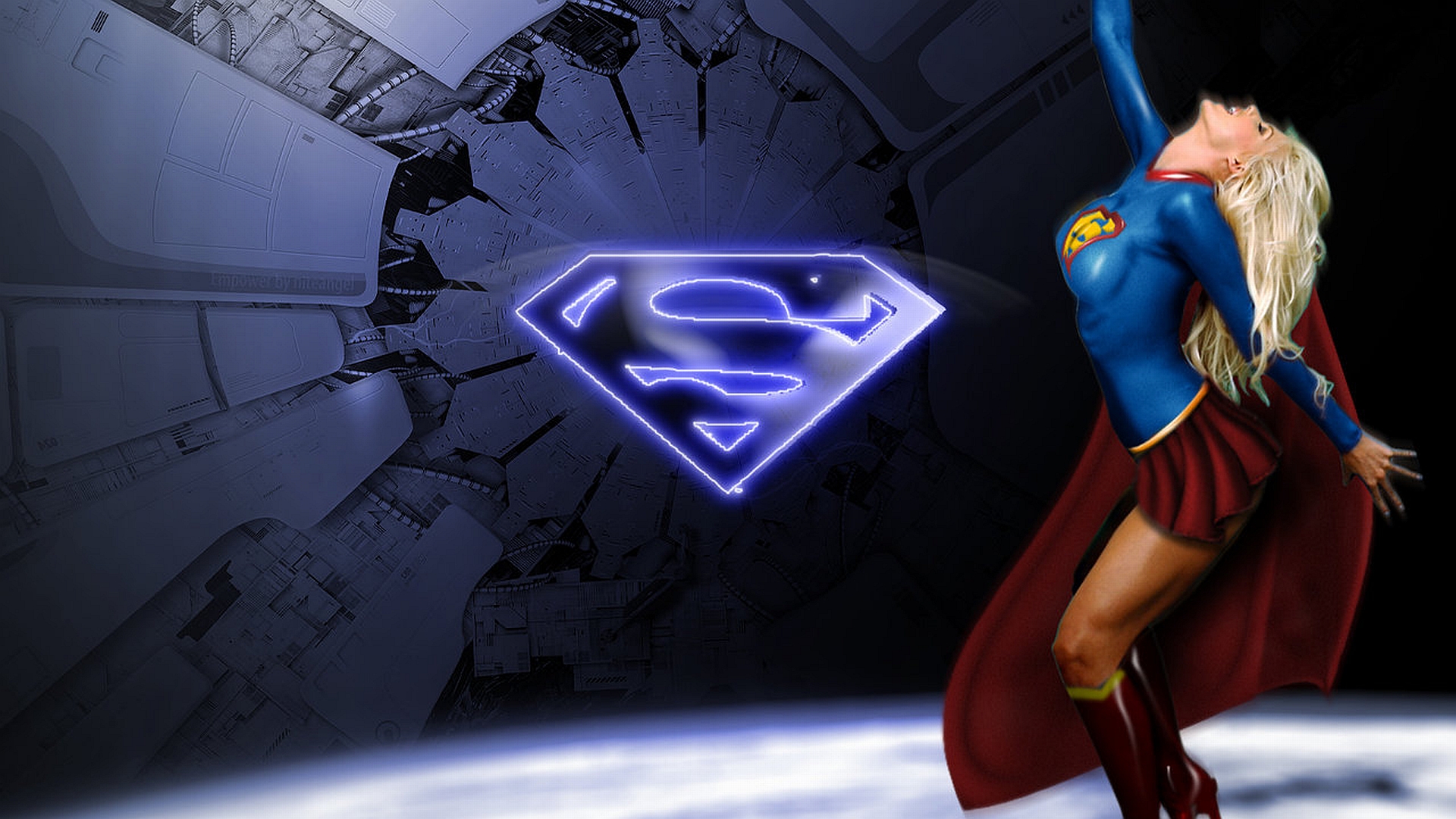 Supergirl With Superman Logo Wallpaper Background