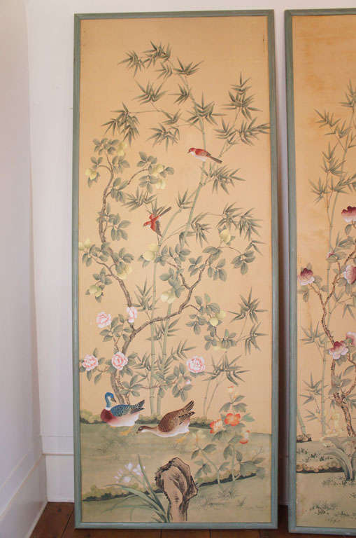 Pair of de Gournay Hand Painted Wallpaper Panels at 1stdibs