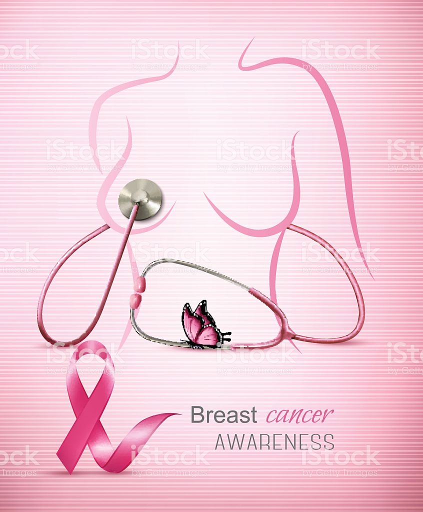 Breast Cancer Awareness Background With A Stethoscope And Fema