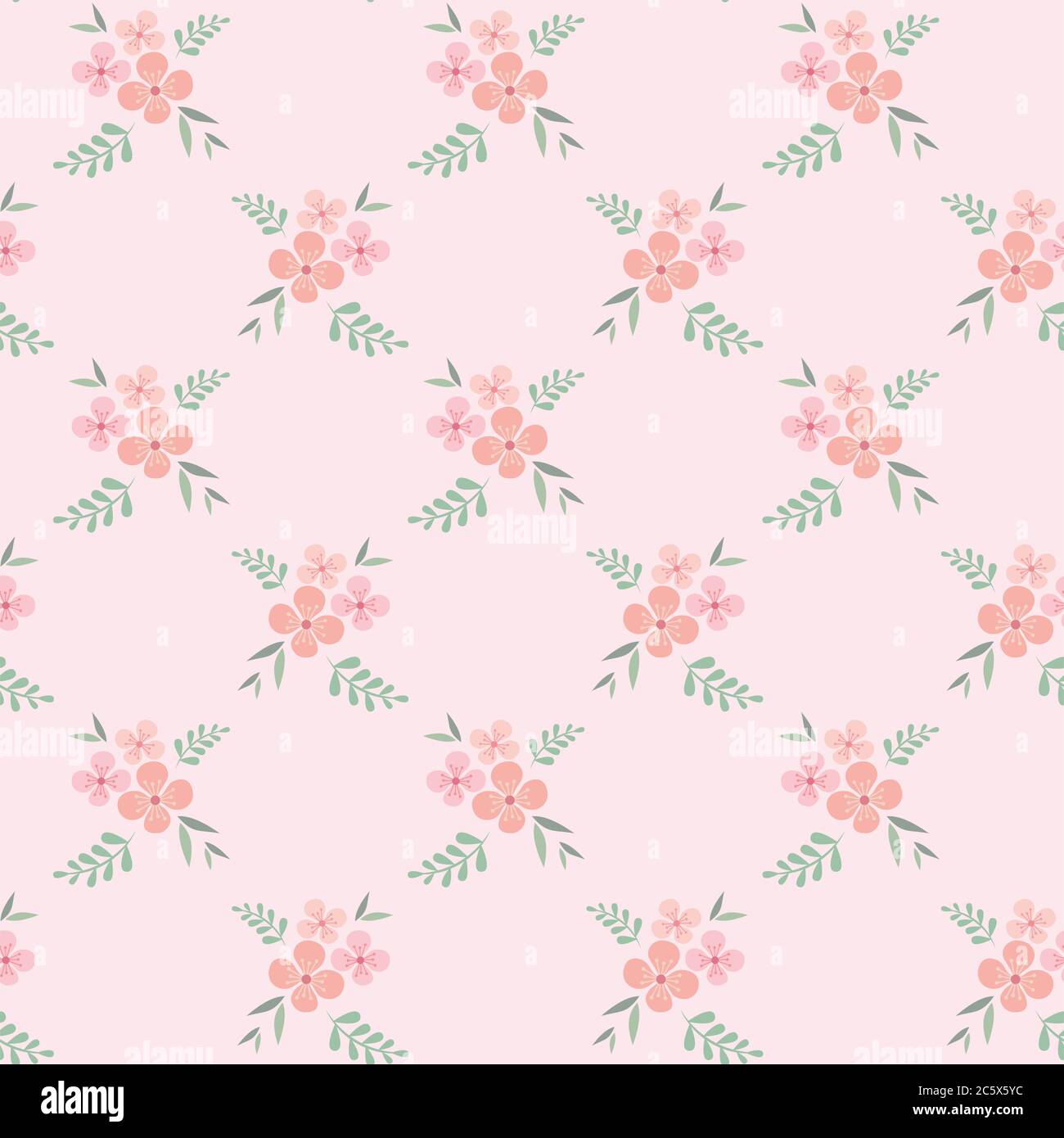 Floral Seamless Pattern Design Pink Flowers Vintage For