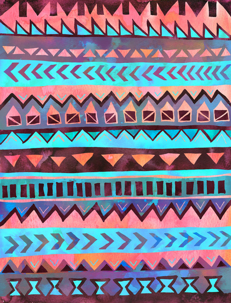 Pattern Tribal Stripe Aqua Art Print By Schatzi Brown Society6