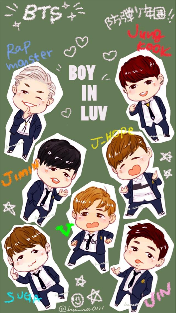 Group Of Bts Fanart Wallpaper For Iphone Ha So Cute