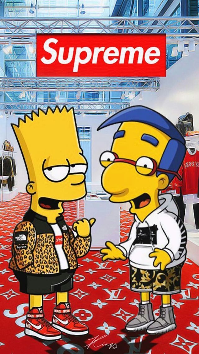 Bart Simpson Supreme Phone Wallpaper For iPhone iPad Android