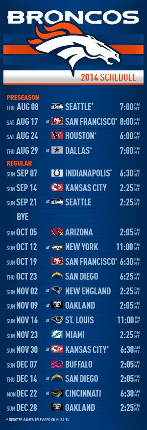 Denver Broncos Schedule Go