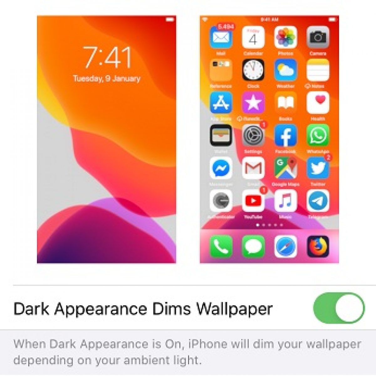 Dark Appearance Dims Wallpaper Setting For Mode In Ios