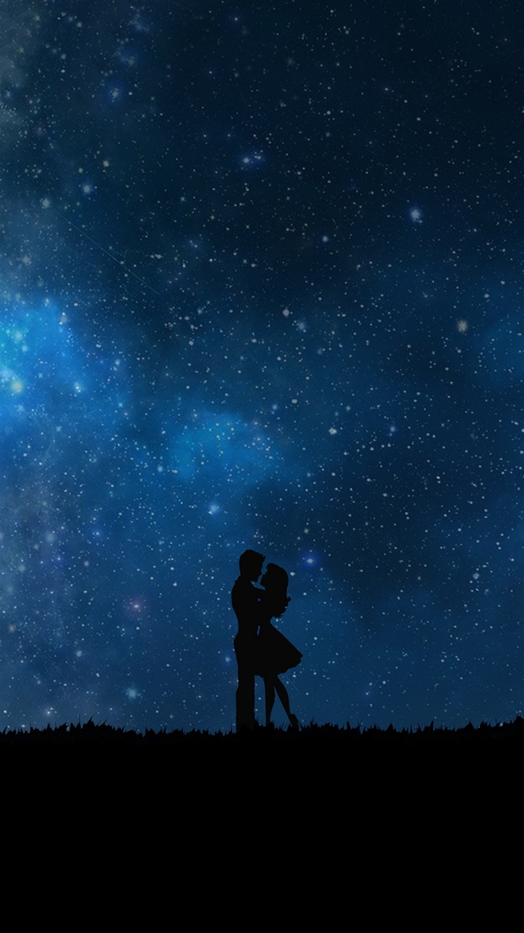 Starry Sky Couple Love Silhouettes iPhone Wallpaper
