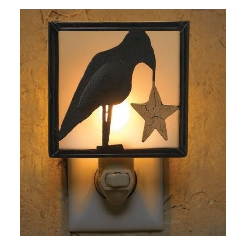 Primitive Crow Night Light Country Home Decor Lighting Nightlight Lamp